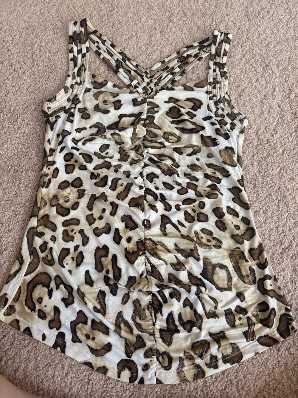 Cache Leopard Print Crisscross Strap Tank Top - Brown/White